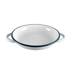 Ragout Plate 240x41mm White Enamel Blue Rim Urban Style
