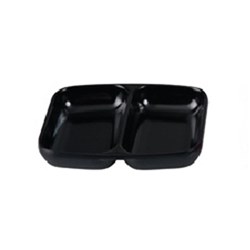 Melamine Divided Sauce Dish 85X70mm Blk (24/120)