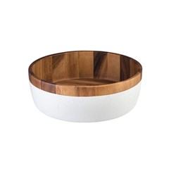 Brooklyn Acacia Wood Serving Bowl With White Base Moda