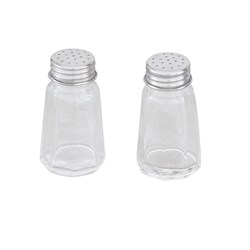 Glass Octagonal Salt & Pepper Shaker Set Clear/ Stainless Steel 70mm Chef Inox