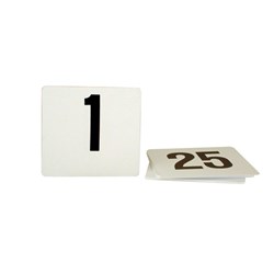 Table Number Set 1-25 Flat Wht On Blk Plastic