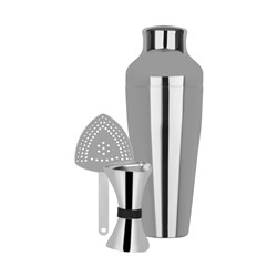 3 Piece Cocktail Set Silver 500ml Zanzi