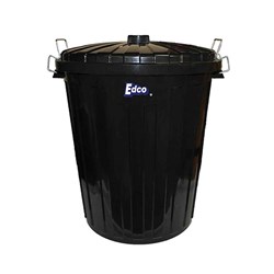 Garbage Bin 73Lt W/- Dome Lid Blk Plastic (6)