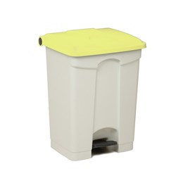 Pedal Bin Plastic White Base Yellow Lid 70L Probbax