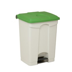 Pedal Bin Plastic White Base Green Lid 70L Probbax