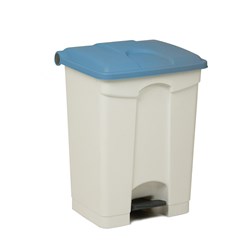 Pedal Bin Plastic White Base Blue Lid 70L Probbax