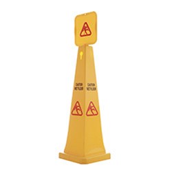 Plastic Wet Floor Safety Cone Yellow 915mm Kleaning Essentials