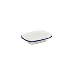 Enamel Rectangular Pie Dish White/Navy 160x120x35mm Bakemaster