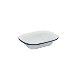 Enamel Rectangular Pie Dish White/Navy 180x140x40mm Bakemaster