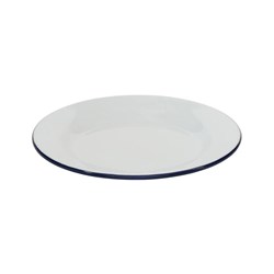 Enamel Entrée Plate White/Navy 250x20mm Bakemaster