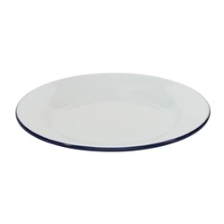 Enamel Dinner Plate White/Navy 265x20mm Bakemaster