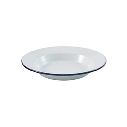 Enamel Soup Plate White/Navy 230x40mm Bakemaster
