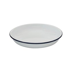 Enamel Pasta Plate White/Navy 230x35mm Bakemaster