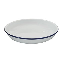 Enamel Pasta Plate White/Navy 250x40mm Bakemaster
