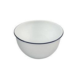 Enamel Mixing Bowl White/Navy 240x120mm 3.5L Bakemaster