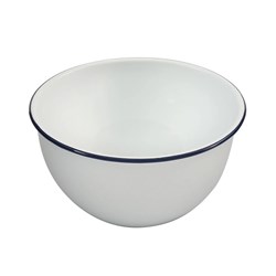 Enamel Mixing Bowl White/Navy 260x140mm 4.5L Bakemaster