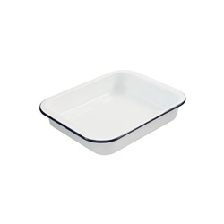 Enamel Bake Roast Pan White/Navy 290x220x50mm Bakemaster