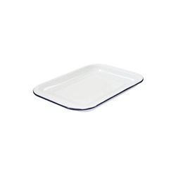 Enamel Oven Tray White/Navy 280x220x20mm Bakemaster