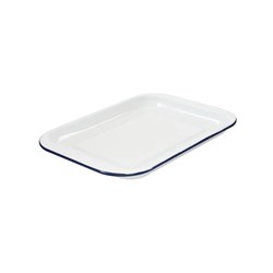 Enamel Oven Tray White/Navy 350x240x25mm Bakemaster