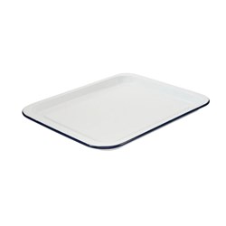 Enamel Oven Tray White/Navy 380x300x20mm Bakemaster