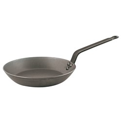 Frypan Heavy Duty Black Steel 240X40mm Chef Inox
