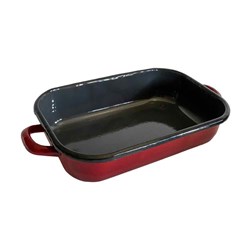 Enamelware Induction Baking Dish With Handles Red 2.2L 340x185x65mm Urban Style