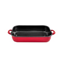 Enamelware Induction Baking Dish With Handles Red 3.4L 405x225x72mm Urban Style