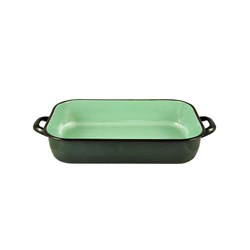Enamelware Induction Baking Dish With Handles Green 4.8L 460x250x72mm Urban Style