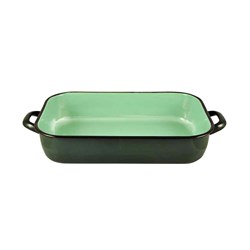 Enamelware Induction Baking Dish With Handles Green 6L 490x280x77mm Urban Style
