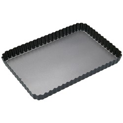 Quiche Flan Pan Rectangle Fluted Nonstick 310x210x35mm Bakemaster 