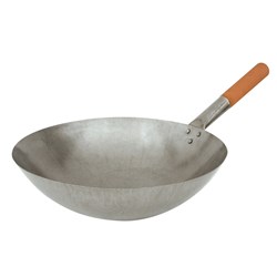 Wok Iron 300Mm Round Bottom Wood Handle