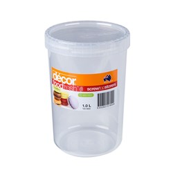 Container 1Lt W/-Screwtop Plastic (6) Food Fresh