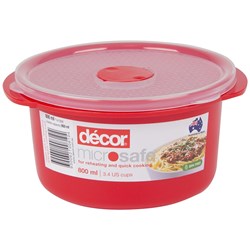 2663800 - Microsafe Container Rnd 800Ml Red W/ Clr Lid (4)