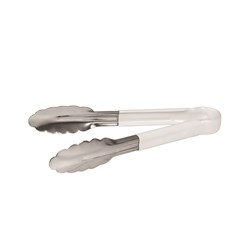 Tongs Stainless Steel White Insulated Handle 230mm 
