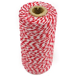 Bakers Twine 1.5 Red/Wht 100Mt Roll 100% Cotton (26)