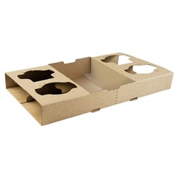 Detpack Four Cup Drinks Tray Brown Detpak