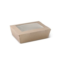 Board Rectangle Lunch Box Kraft Brown Large 195x140x65mm Detpak