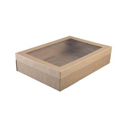 Catering Box Lid Kraft Brown/ Clear Suits 359mm BetaCater