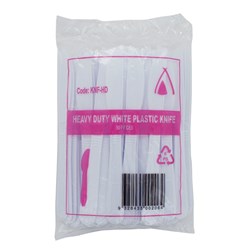 Plastic Knife H/Duty Wht 50/Pkt (10/40)