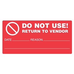 Label Do Not Use Return To Vendor 102X49mm Red 500/Roll