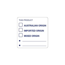 Square Seafood Origin Food Advisory Label 40mm Fildes Food Safety