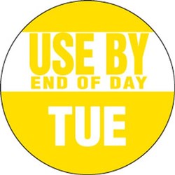 Label Use By End Of Day 19Mm Round Tuesday 2000/Roll