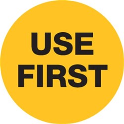 Label Use First 24Mm Round Yellow 1000/Roll Removable
