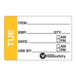 Label Prep Removable 49x75mm Tuesday 250/Roll Fildes Food Safety