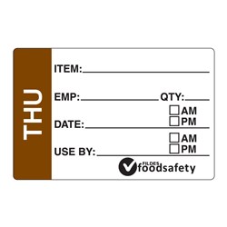 Label Prep Removable 49x75mm Thursday 250/Roll Fildes Food Safety