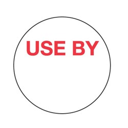 Use By Label Round 80Mm 500/Roll Removable