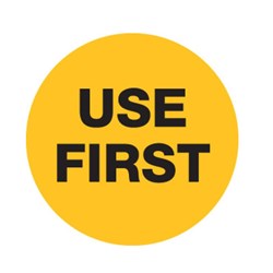 Use First Label Round 80Mm 500/Roll Removable Fildes Food Safety