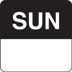 Label Day Of Week Sunday 75Mm Square Removable 500/Roll