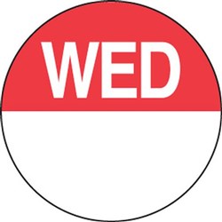 Label Day Of Week Wednesday 24Mm Circle Dissolvable 1000/R