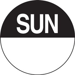 Label Day Of Week Sunday 24Mm Circle Dissolvable 1000/R